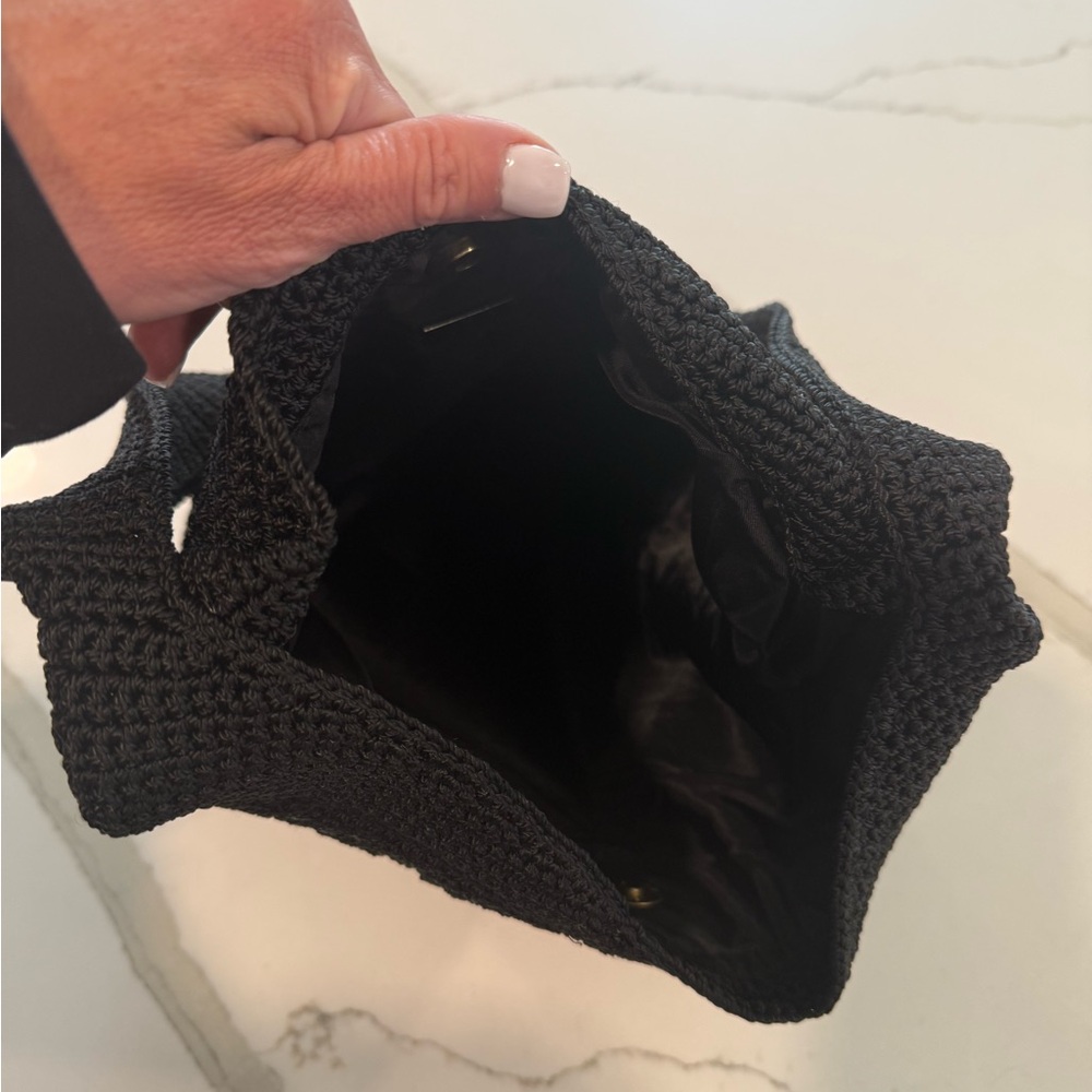 The Sak Shoulder Purse Woven Black Crochet Knit Tote Bag Bohemian Hobo - Picture 5 of 8